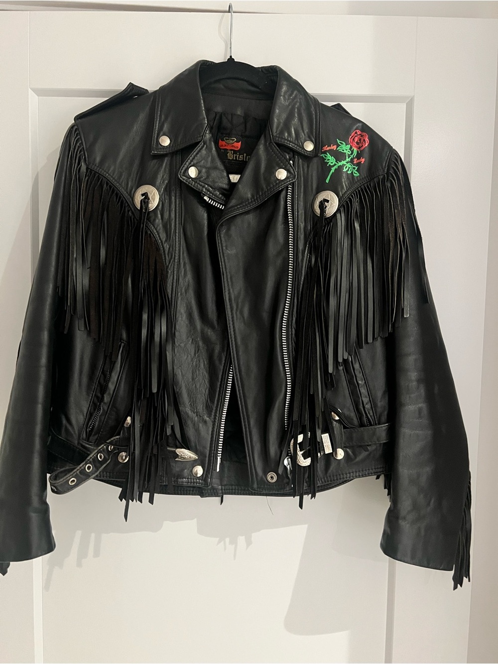 Vintage fringe Harley Davidson leather jacket